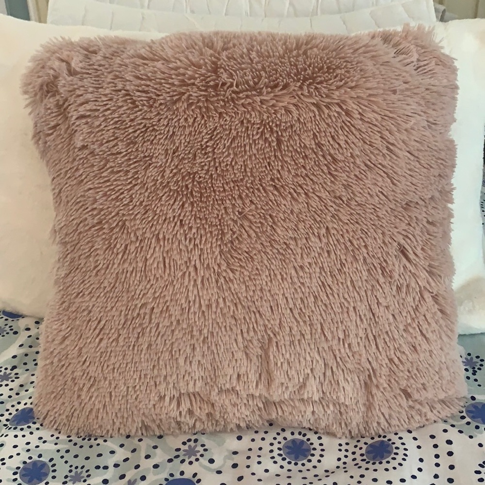 Pink Fluffy Decorative Indoor Pillow
